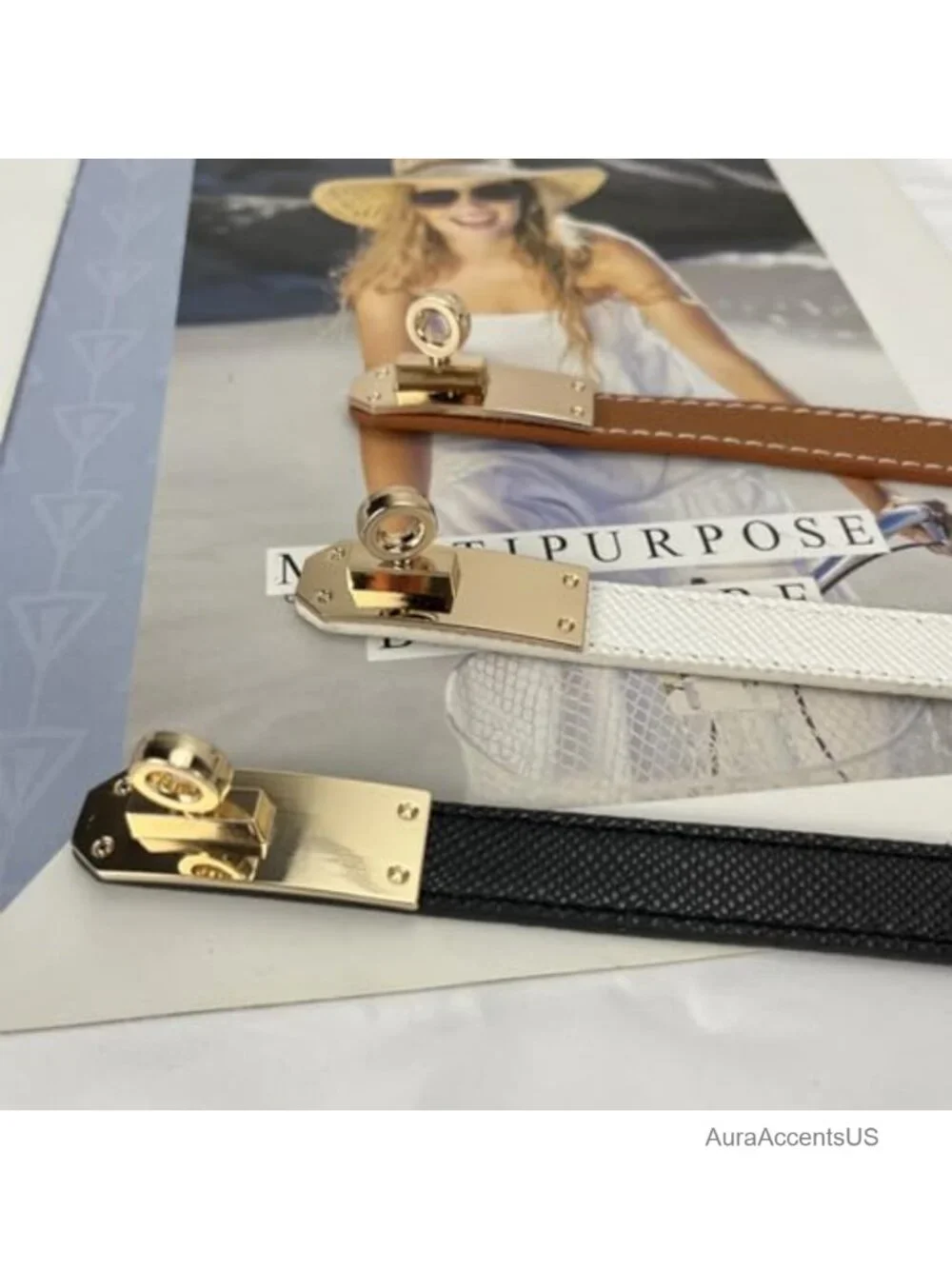 Adjustable Skinny Belt for Dresses, Alloy Turn Lock Buckle, Leather